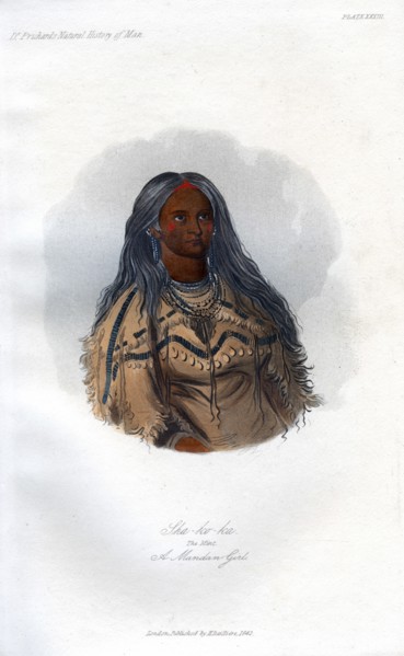 'Sha-ko-ka, The Mint, A Mandan Girl', 1848.Artist: Harris