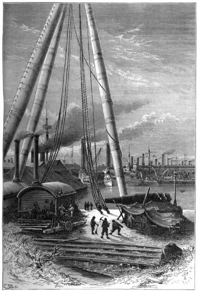 Repairing basin, Portsmouth Dockyard, c1880.Artist: CJB