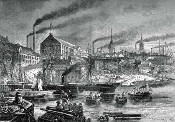 Shipyards and shipping on the Clyde, c1880.Artist: V Dutertre