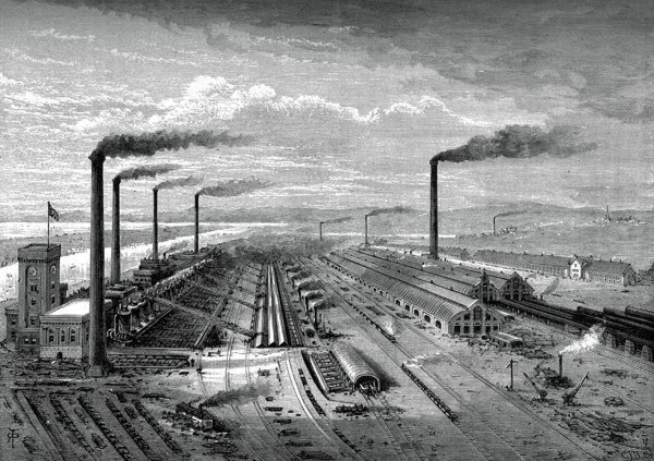 The iron and steel works at Barrow, c1880. Artist: Unknown