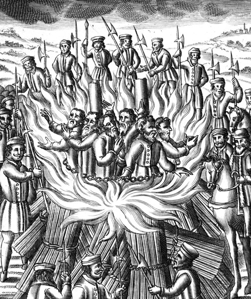 'The Martyrdome of Six Men at Brainford', 1558. Artist: Unknown