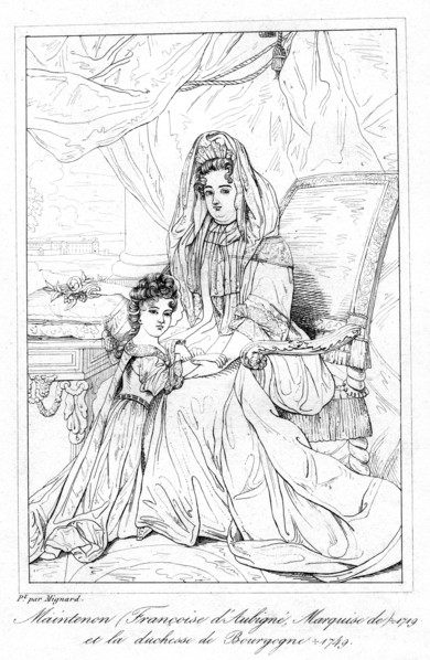 Françoise d'Aubigné, and the Duchess of Bourgogne.Artist: Pierre Mignard