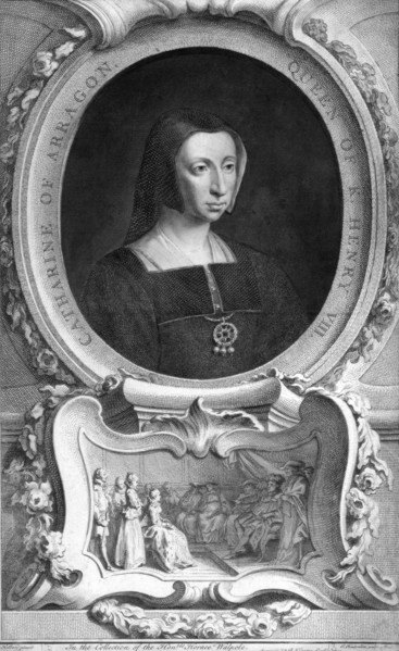 Catherine of Aragon (1485-1536), 1744.Artist: Jacobus Houbraken