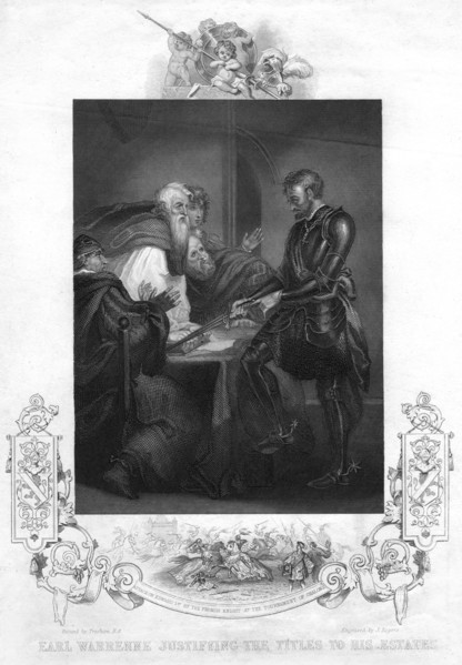 Earl Warenne justifying the title to his estates. Artist: J Rogers
