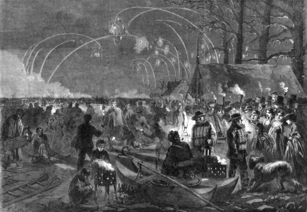 Night secene on the Serpentine, London, 19th century. Artist: Unknown