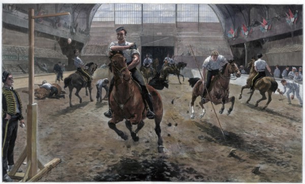 Rehearsing for the Royal Military Tournament at the Agricultural Hall, Islington, London, 1886. Artist: Unknown