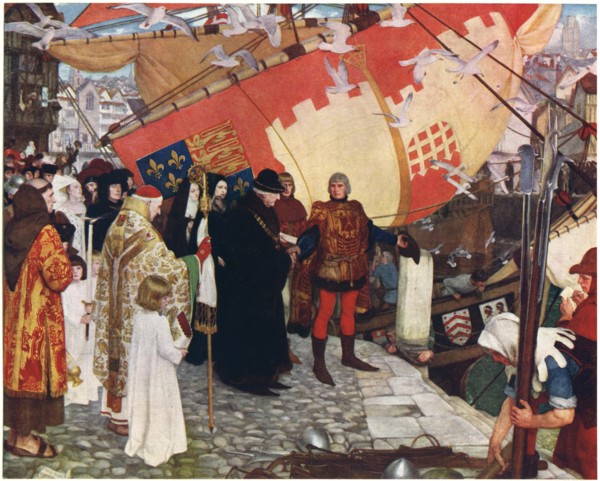 'The Departure of John and Sebastian Cabot from Bristol in 1497', c1900-1930Artist: Ernest Board