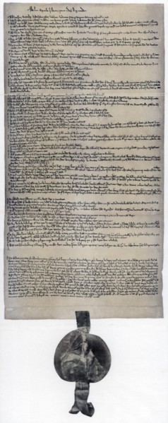 Magna Carta, English charter originally issued in 1215. Artist: Unknown