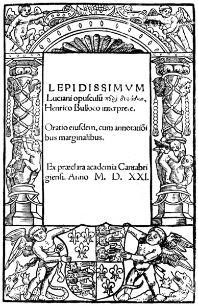 Title page of Lucian, 1521, (1893). Artist: Unknown