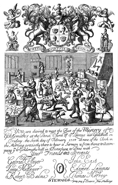 Invitation to a meeting of the Goldsmiths' Company, 1707, (1894). Artist: Unknown