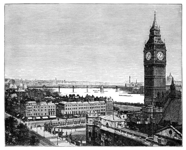 Big Ben and the Houses of Parliament, Westminster, London, 1870. Creator: Unknown.