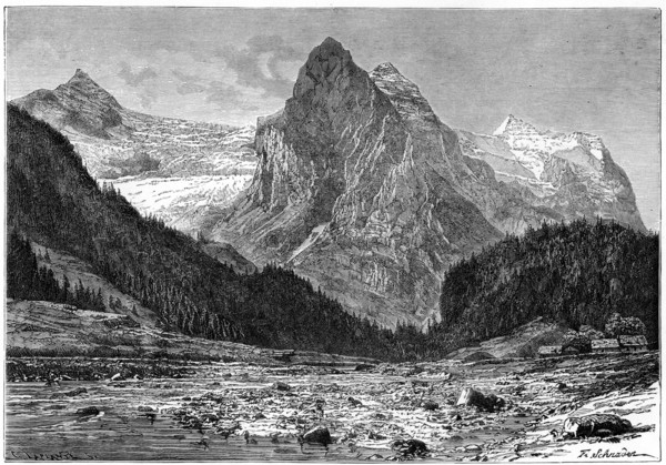 The Wellhorn and the Rosenlaui Glacier, Switzerland, 19th century.Artist: C Laplante