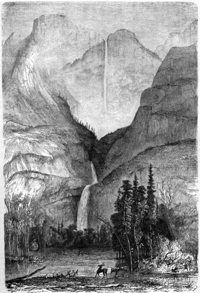 'Yosemite Falls', California, 19th century.Artist: Paul Huet