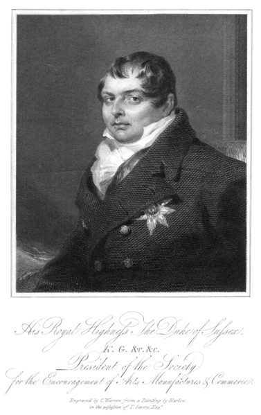 'His Royal Highness the Duke of Sussex', 19th century. Artist: C Warren