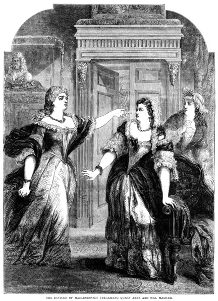 The Duchess of Marlborough upbraiding Queen Anne (1665-1714) and Mrs Masham. Artist: Pearson