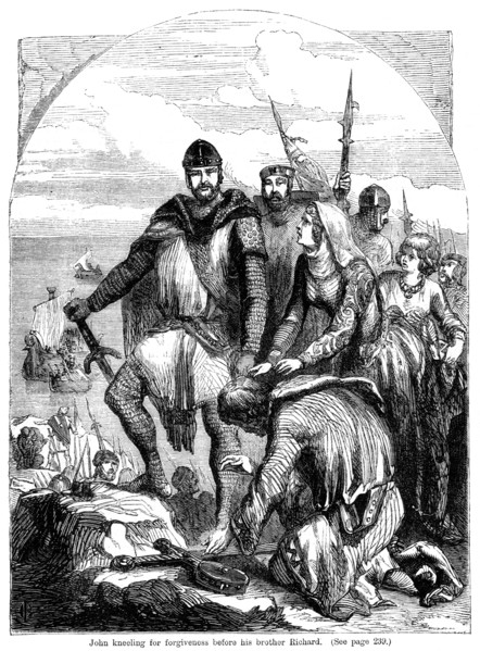 John kneeling for forgiveness before his brother Richard. Artist: Unknown