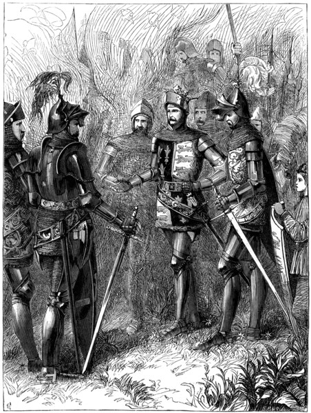 King Henry V (1387-1422) and the Sire de Helly at Agincourt, 1415. Artist: Unknown