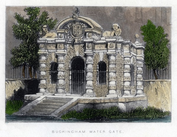Buckingham Water Gate, the Strand, London, c1850. Artist: Unknown