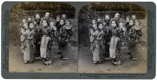 'Big sisters and little brothers in the Land of the Rising Sun', Yokohama, Japan, 1904. Artist: Underwood & Underwood
