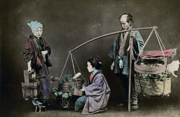 Vegetable pedlar, Japan, 1882. Artist: Felice Beato
