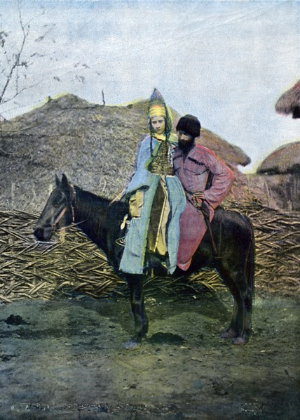 Kabardin couple on a journey, c1890. Artist: Unknown
