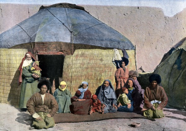 Central Asian family outside their house, c1890. Artist: Unknown