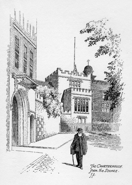 The Charterhouse from the square, London, 1912.Artist: Frederick Adcock