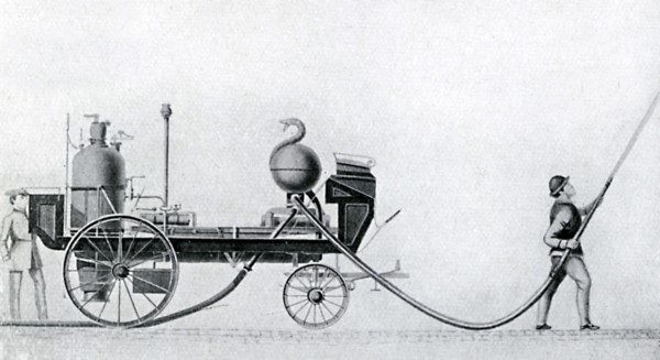 The first steam fire engine, c1830. Artist: Unknown