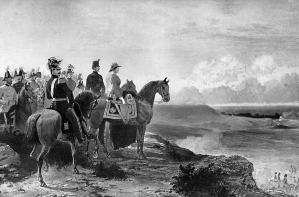 Queen Victoria reviewing her troops, Aldershot, 1856, (c1920). Artist: Unknown