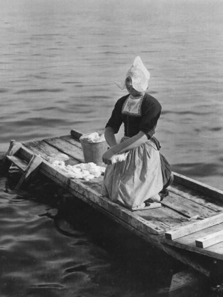 Washing in the Zuider Zee, Volendam, Netherlands, c1934. Artist: Unknown