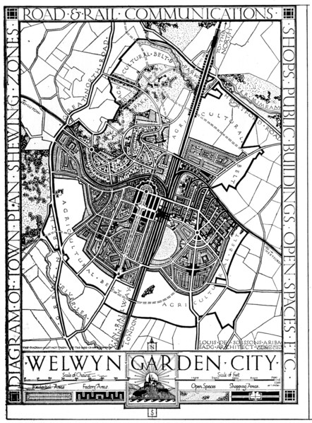 Map of Welwyn Garden City, Hertfordshire, England, 1926. Artist: Unknown