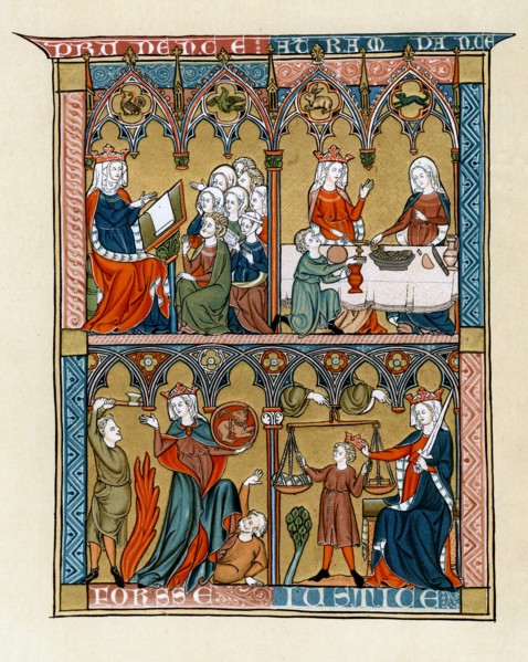 Prudence, Temperance, Fortitude and Justice, 1290-1300. Artist: Unknown