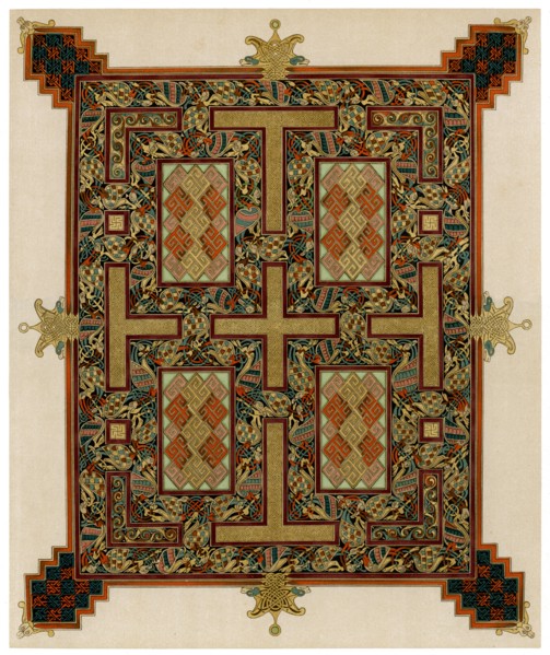 Page from the Lindisfarne Gospels, 710-721 AD. Artist: Unknown