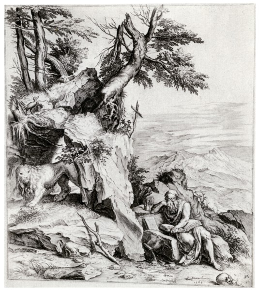 'Landscape with St Jerome', 16th century, (1937). Artist: Cornelis Cort