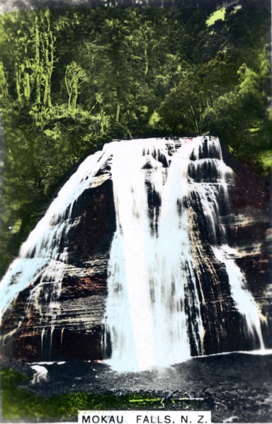 Mokau Falls, North Island, New Zealand, c1920s.Artist: Cavenders Ltd