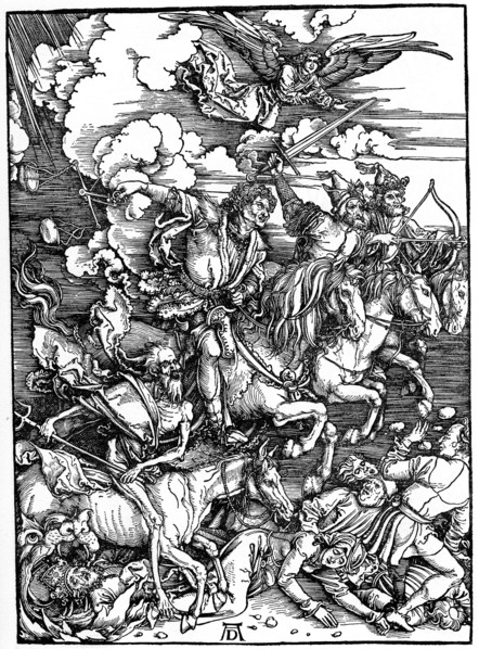 'The Four Horsemen of the Apocalypse', 1498, (1936).  Creator: Albrecht Durer.