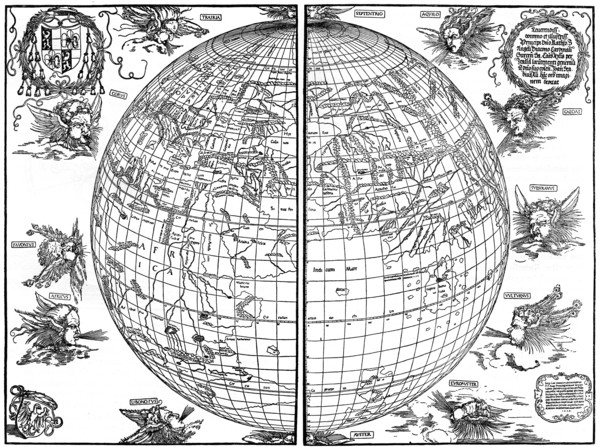 Johannes Stabius map of the world, 1515, (1936). Artist: Albrecht Dürer