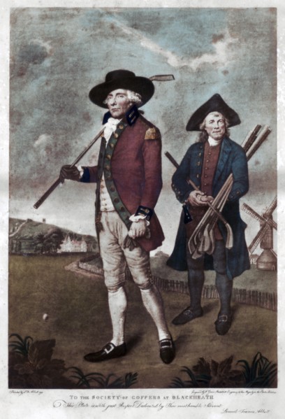 A golfer and his caddie, c1770-c1810.Artist: Valentine Green