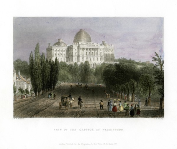 View of the Capitol at Washington, USA, 1837.Artist: CJ Bentley