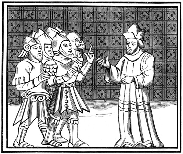 A secret meeting of the Jews at the Rabbi's House, 14th century (1849). Artist: Unknown