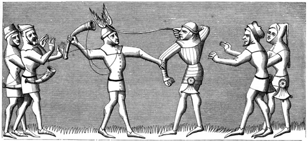 Vailets of falconry, 14th century (1849). Artist: Unknown