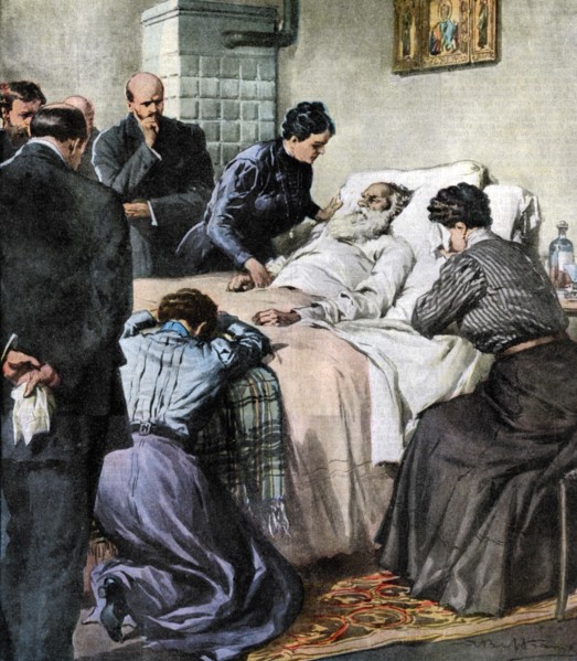 The death of Leo Tolstoy, Russian author and philosopher, 1910. Artist: Unknown