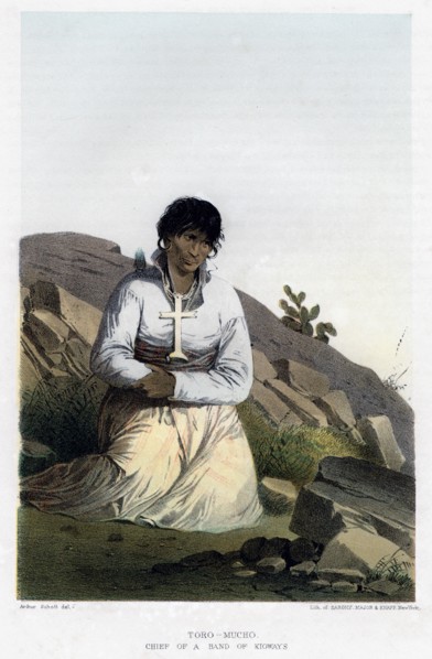 Toro-Mucho, chief of a band of Kioways, 1856.Artist: John Mix Stanley