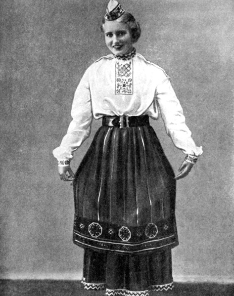 Estonian woman in traditional dress, 1936. Artist: Unknown