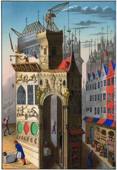 Building construction, France, 15th century (1849).Artist: Franz Kellerhoven