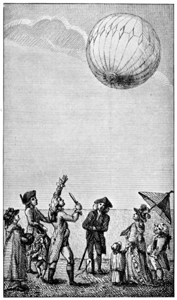 Ascension of a Montgolfier balloon, late 18th century, (1910). Artist: Unknown