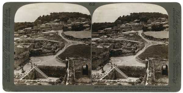 Ancient royal city of Samaria, where Philip preached Christ, looking west, Palestine, 1900.Artist: Underwood & Underwood