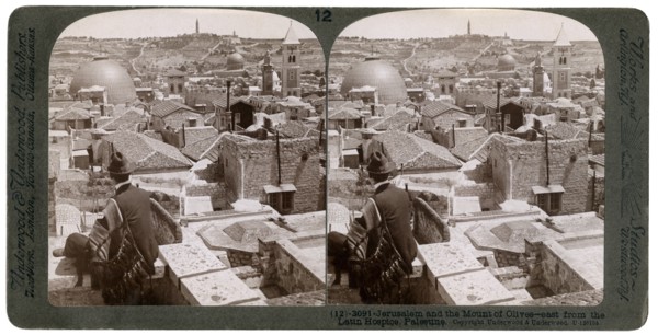Jerusalem and the Mount of Olives, looking east from the Latin Hospice, Palestine, 1900s.Artist: Underwood & Underwood