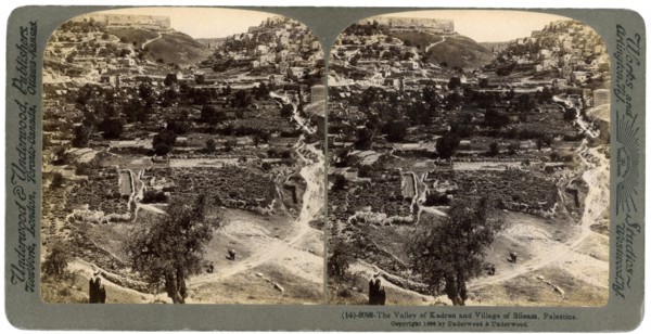 The valley of Kedron and the village of Siloam, outside the wall of Jerusalem, Palestine, 1896.Artist: Underwood & Underwood