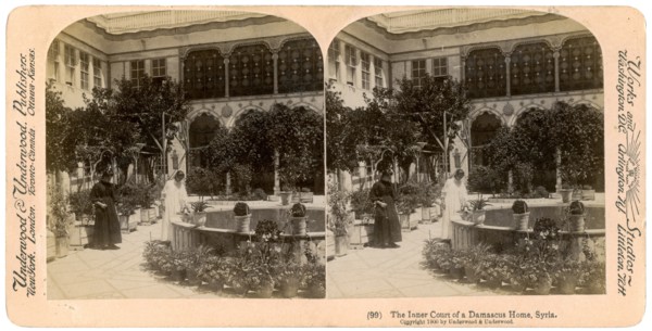 The inner court of a Damascus home, Syria, 1900.Artist: Underwood & Underwood